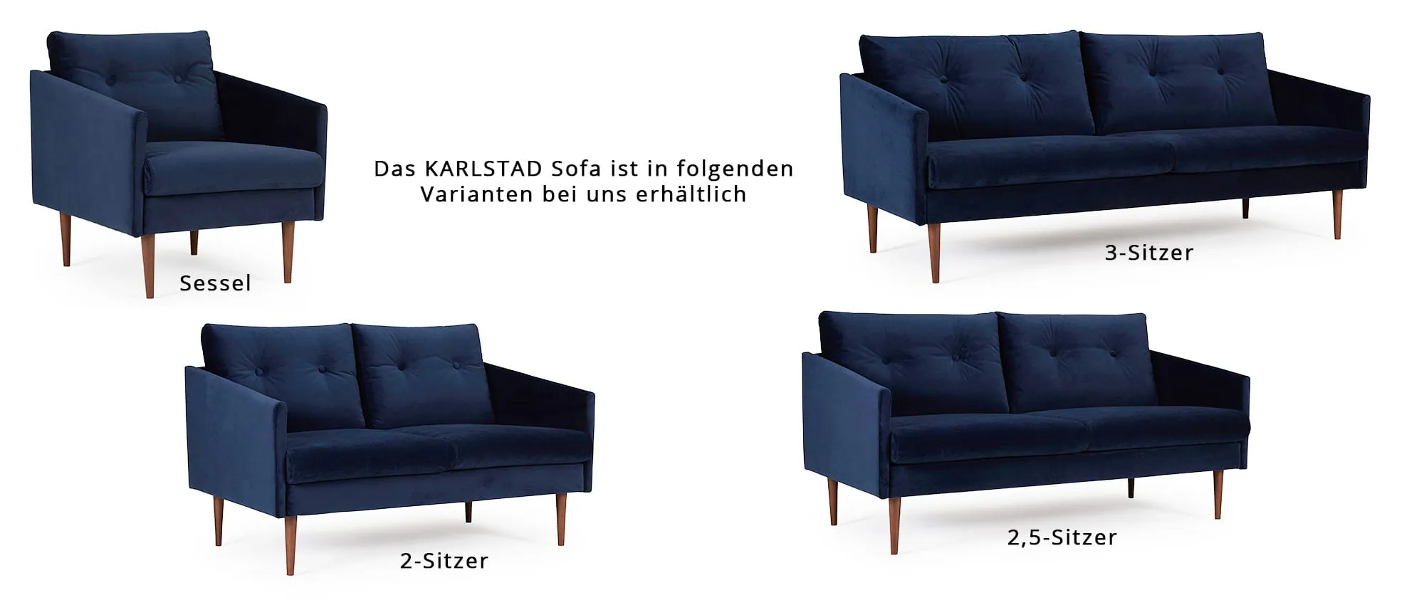 Das KARLSTAD Designer Sofa ist als 2-Sitzer, 2,5-Sitzer, 3-Sitzer und als Sessel bei uns erhältlich