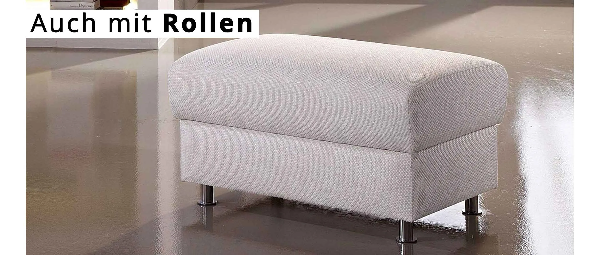 HAMBURG DELUXE Hocker mit Stauraum und Chromfüßen