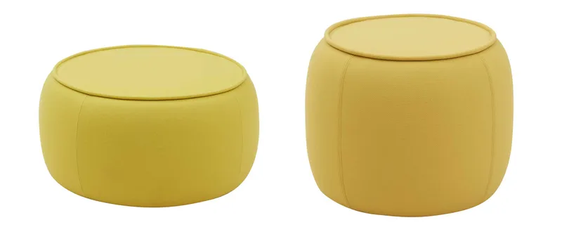 Den CONGA Sitzhocker, Couchtisch von Softline gibt es in zwei verschiedenen Größen