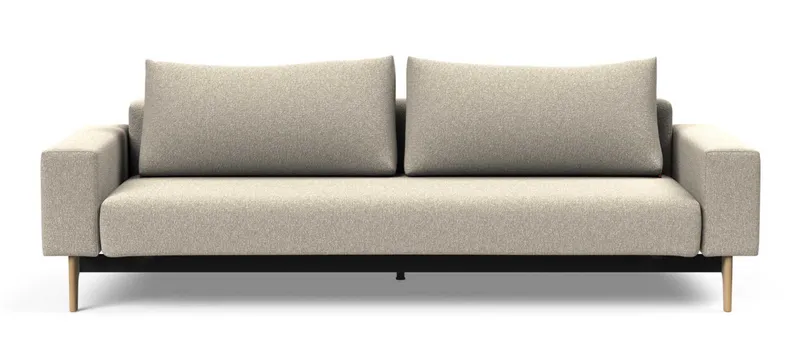 Das Schlafsofa IDUN mit Polsterarmlehnen im Stoff Bouclé Beige (539)