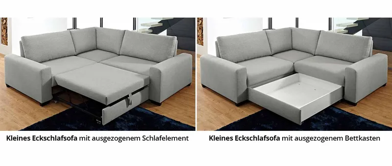 Das FRANKFURT DELUXE Eckschlafsofa besitzt einen praktischen Stauraum / Bettkasten