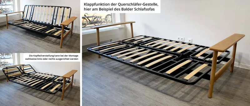 Klappfunktionen und Lattenrostansicht am Modell BALDER