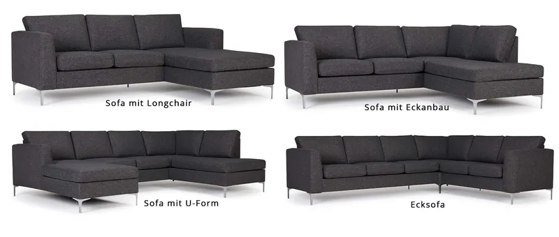 Das TRELLEBORG Sofa ist in verschiedenen Eckvarianten bei uns erhältlich