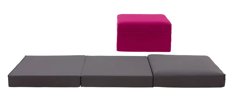 Im ausgeklappten Zustand bietet die TRIO Faltmatratze eine Liegefläche von ca. 65x195 cm - Maße als Pouf ca. 65x65x36 cm
