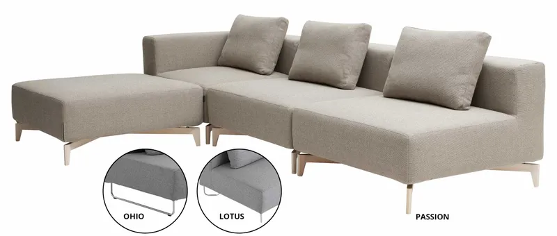 Für das LOTUS / PASSION / OHIO Modulsofa von Softline gibt es eine große Stoffauswahl