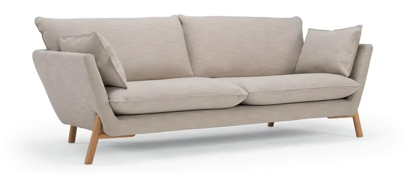 Das Designer 3-Sitzer Sofa HALDEN mit hellen, lackierten Holzfüßen aus Eiche