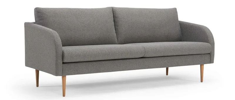 Das BERGEN Designer Sofa als 3-Sitzer mit lackierten Eichenholzfüßen