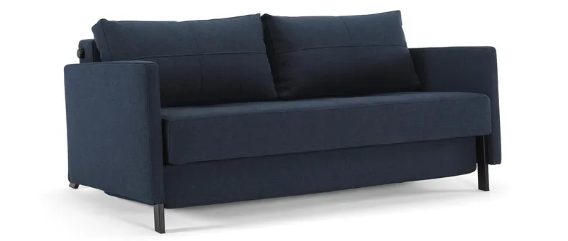 Das CUBED 02 Schlafsofa 160 von Innovation mit Armlehnen im Stoff Mixed Dance Blue (528)