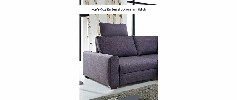 Optional ist für den FRANKFURT DELUXE Schlafsessel eine Kopfstütze erhältlich