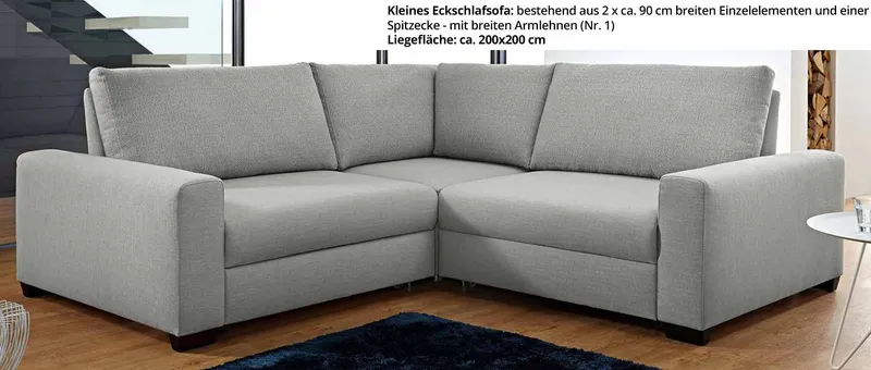 Das FRANKFURT DELUXE Eckschlafsofa als kleine Ecke mit breiten Armlehnen