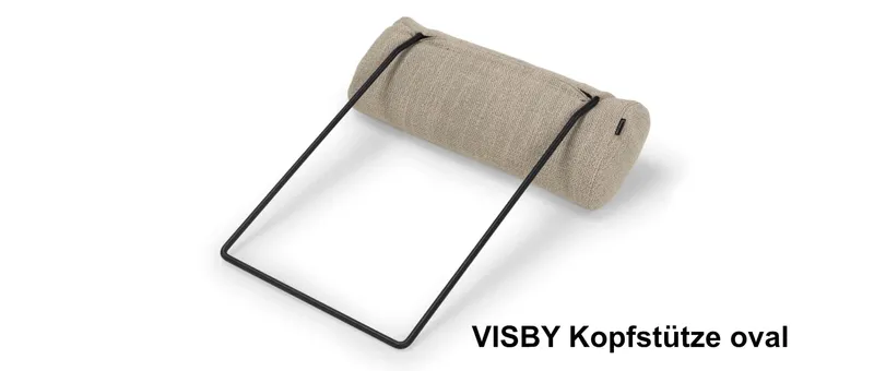 Der Metallbügel der verstellbaren Kopfstütze VISBY ist immer schwarz
