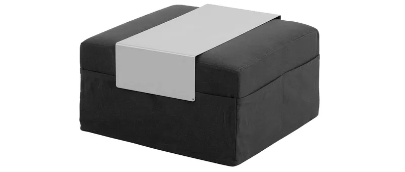 Die TRIO Faltmatratze von Softline mit Husse (im Lieferumfang enthalten) und Metalltablett in Alu-Optik (optional erhältlich)