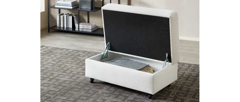 FREIBURG DELUXE Hocker in Cordstoff, mit Stauraum bietet zusätzlichen Platz