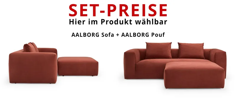 AALBORG Pouf zum günstigen Set-Preis gleich unten mitbestellen - hier gezeigt am 3-Sitzer