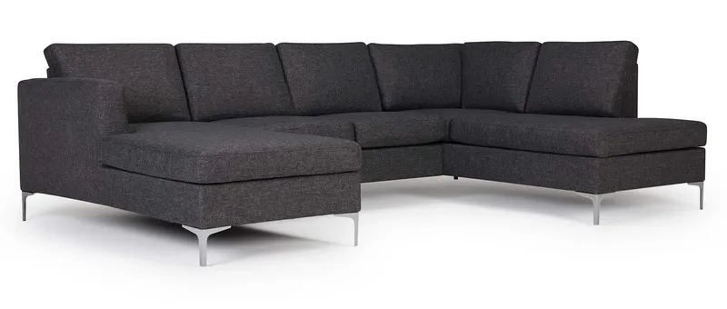 Das TRELLEBORG U-Form Ecksofa mit Rückenkissen und geraden Chromfüßen