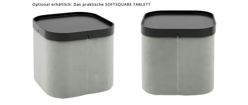 Das SOFTSQUARE TABLETT ist in den Farben Weiß, Schwarz, Walnuss und Esche bei uns erhältlich