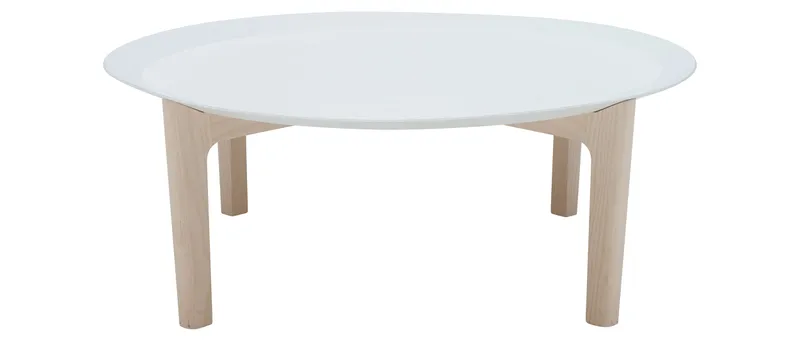 Der Tisch TRAY von Softline hier mit Beinen in Eschenholz natur - wahlweise auch in schwarz erhältlich
