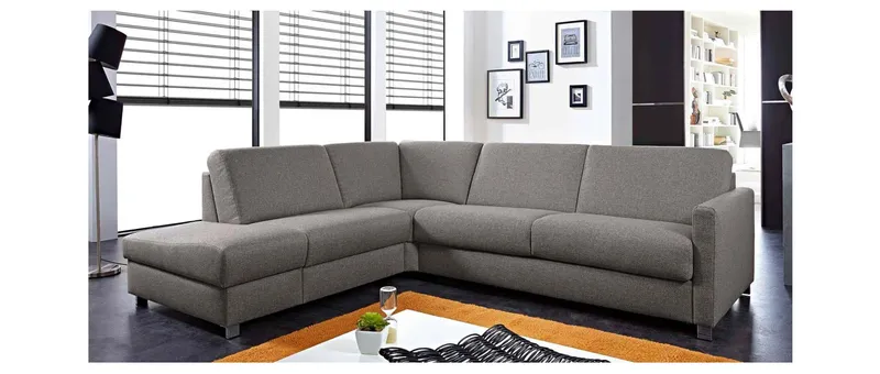 Das Eckschlafsofa HAMBURG DELUXE mit Eckanbau links und Recamierenhocker