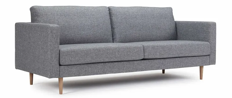 Das TRONDHEIM 3-Sitzer Designer Sofa mit geraden, schmalen Armlehnen und Füßen in Eiche lackiert