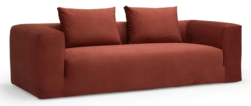 Das AALBORG 3-Sitzer Loungesofa mit breiten Polsterarmlehnen und 2 Rückenkissen
