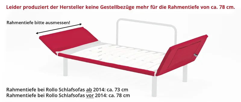 Gestellbezug für ROLLO Schlafsofa optional hier im Produkt bestellbar - bitte beachten Sie die Rahmentiefe Ihres Sofas