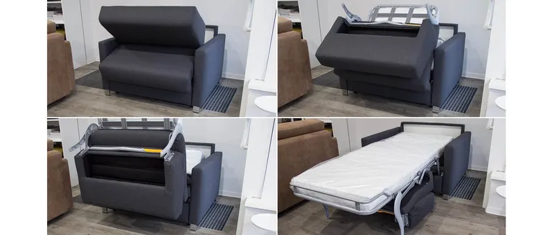 Die Klappfunktion des HAMBURG DELUXE Sessels - der Mechanismus macht die Verwandlung von Sessel zu Bett besonders leicht