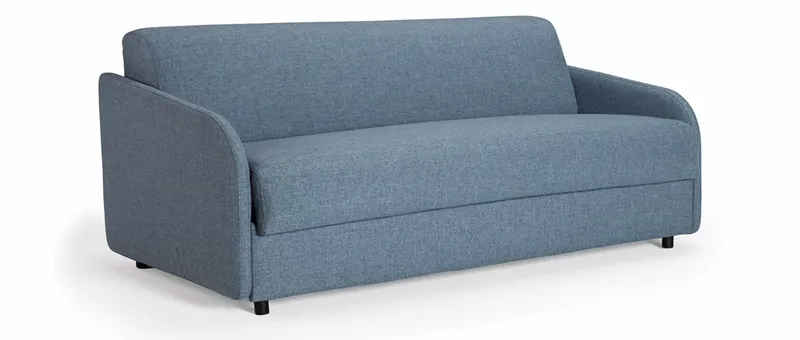 Das EIVOR Schlafsofa mit Bett ca. 140x195 cm als Sonderanfertigung im Stoff Mixed Dance Light Blue (525)