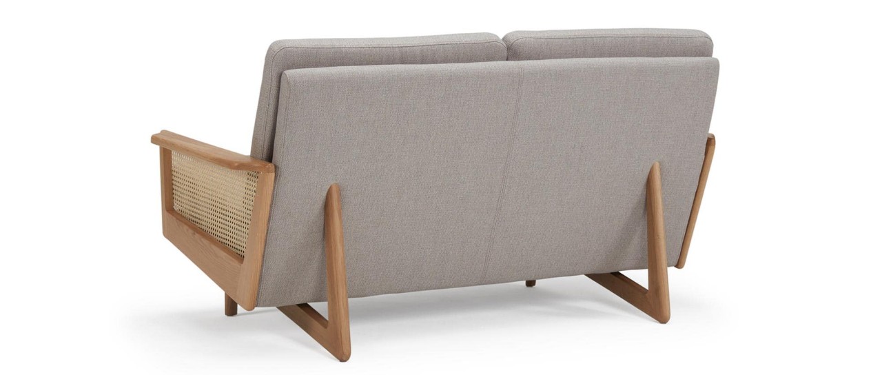 Designer Sofa KOPENHAGEN OAK als 2-Sitzer mit Holzarmlehnen
