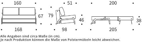 CUBED DELUXE Schlafsofa 160 von Innovation - BLACK LABEL Maße